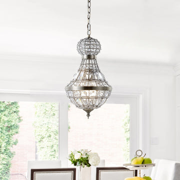 Regina Crystal/Metal Empire LED Pendant - JONATHAN Y